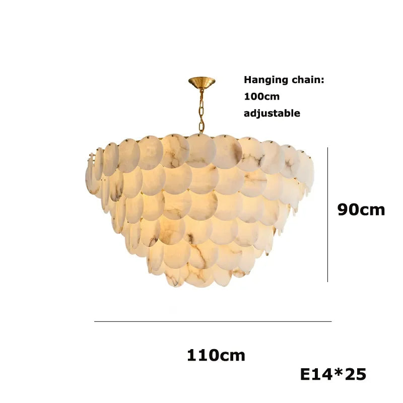 Noah Multi-Layer Natural Alabaster Round  Modern Chandelier 35''/43''