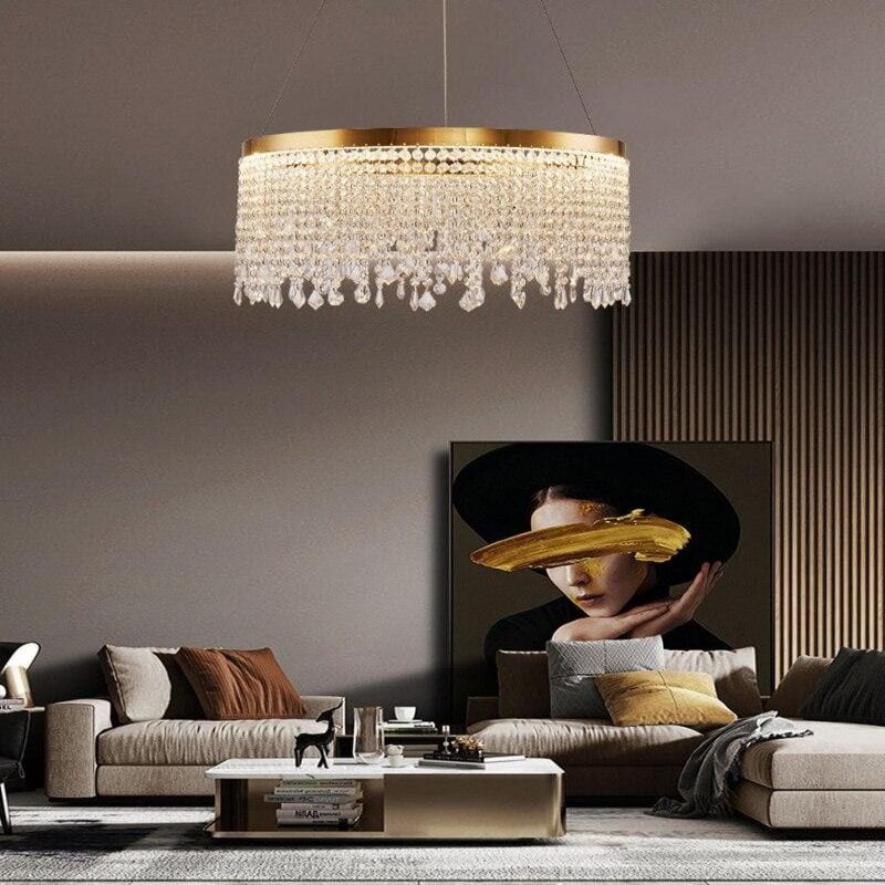 JC Modern Crystal Tassel Ring Chandelier