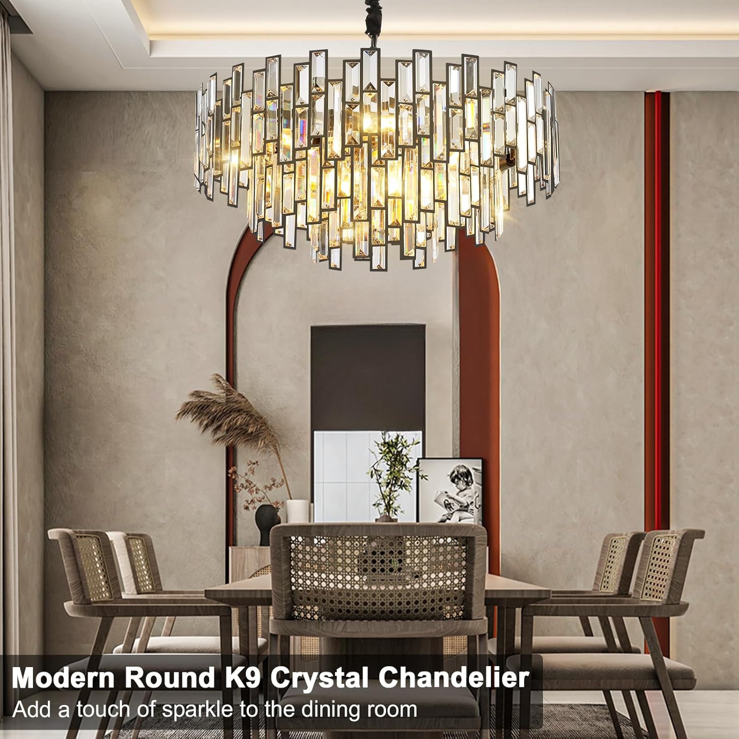 Modern Crystal Chandelier for High Ceilings