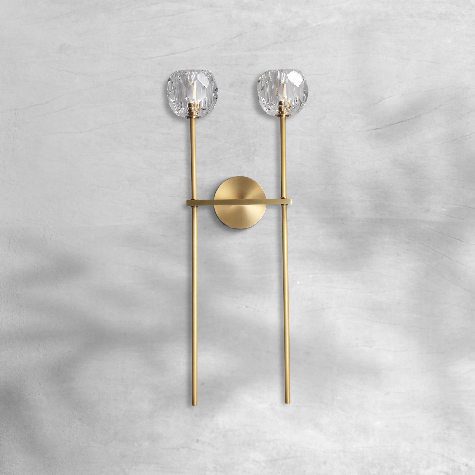 Bille De Crystal Smoke Glass Double Grand Wall Sconce