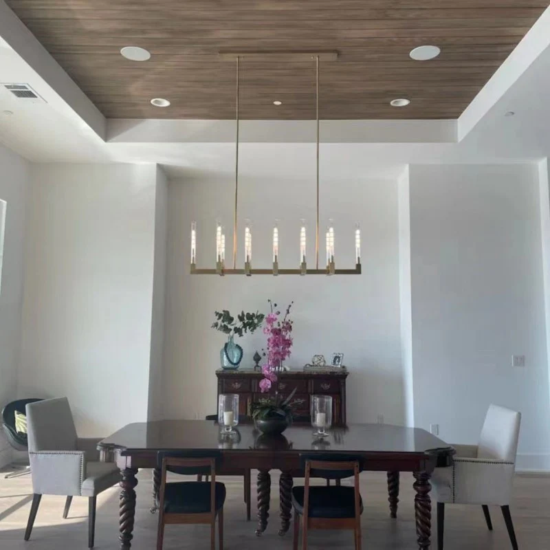 Cannel Glass Linear Chandelier 67"