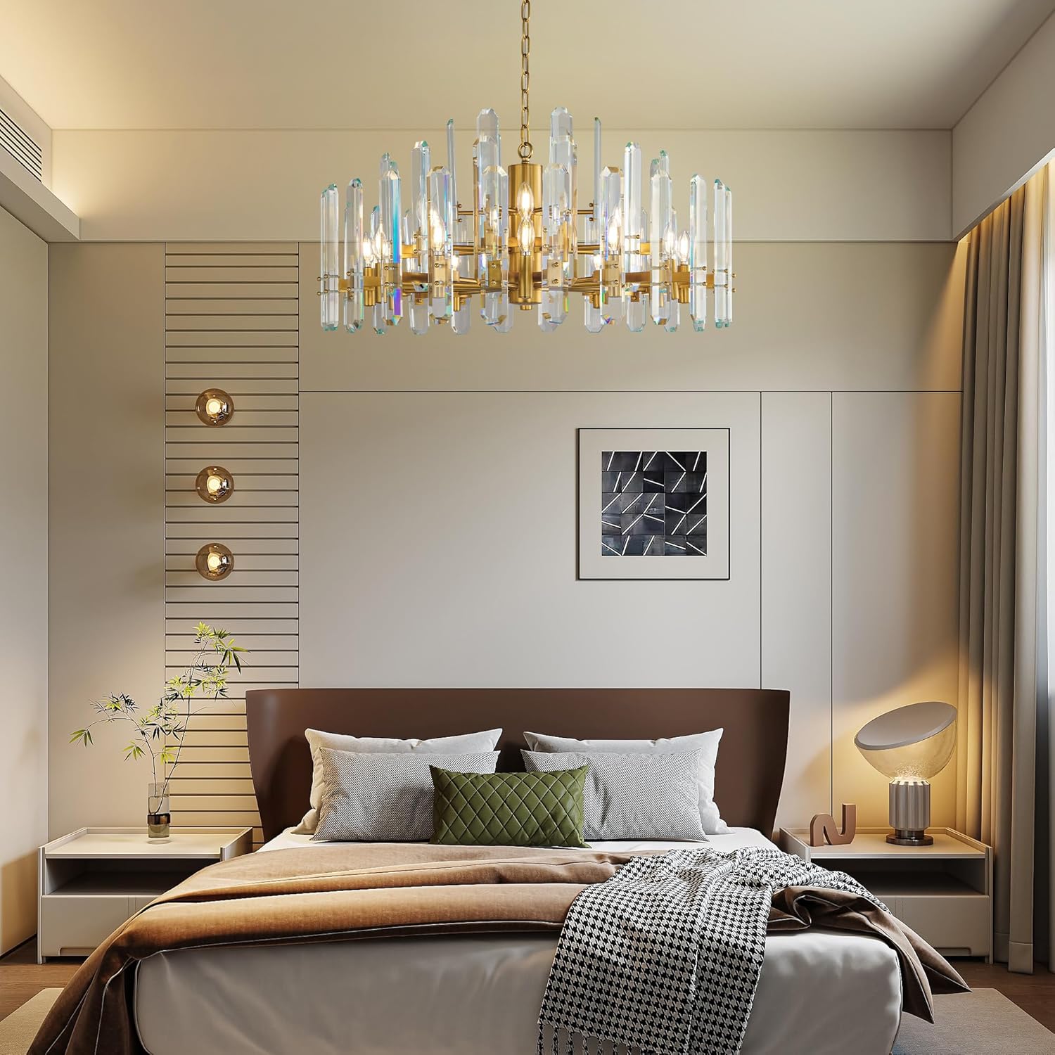 36" Luxury Gold Crystal 16-Light Round Adjustable Chandelier