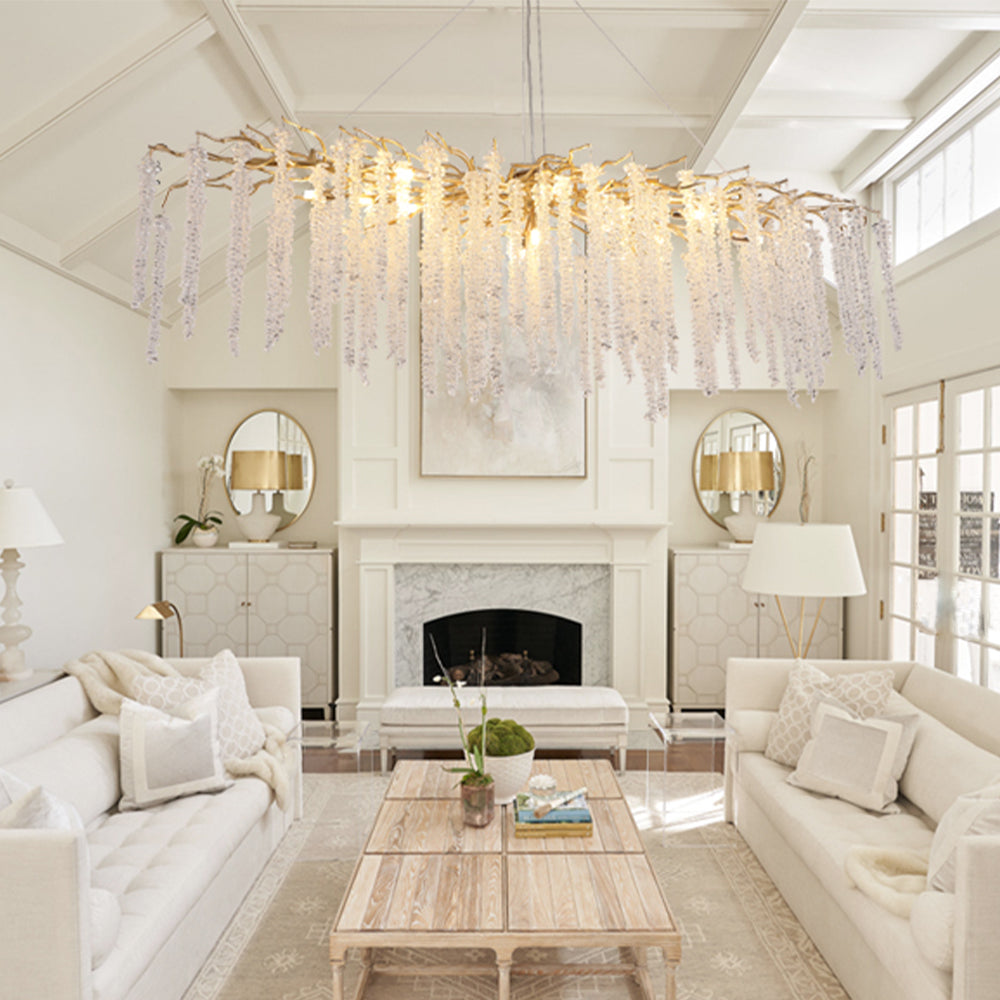 Elegant Crystal Icicle Chandelier in Branch Style for Dining Table Use