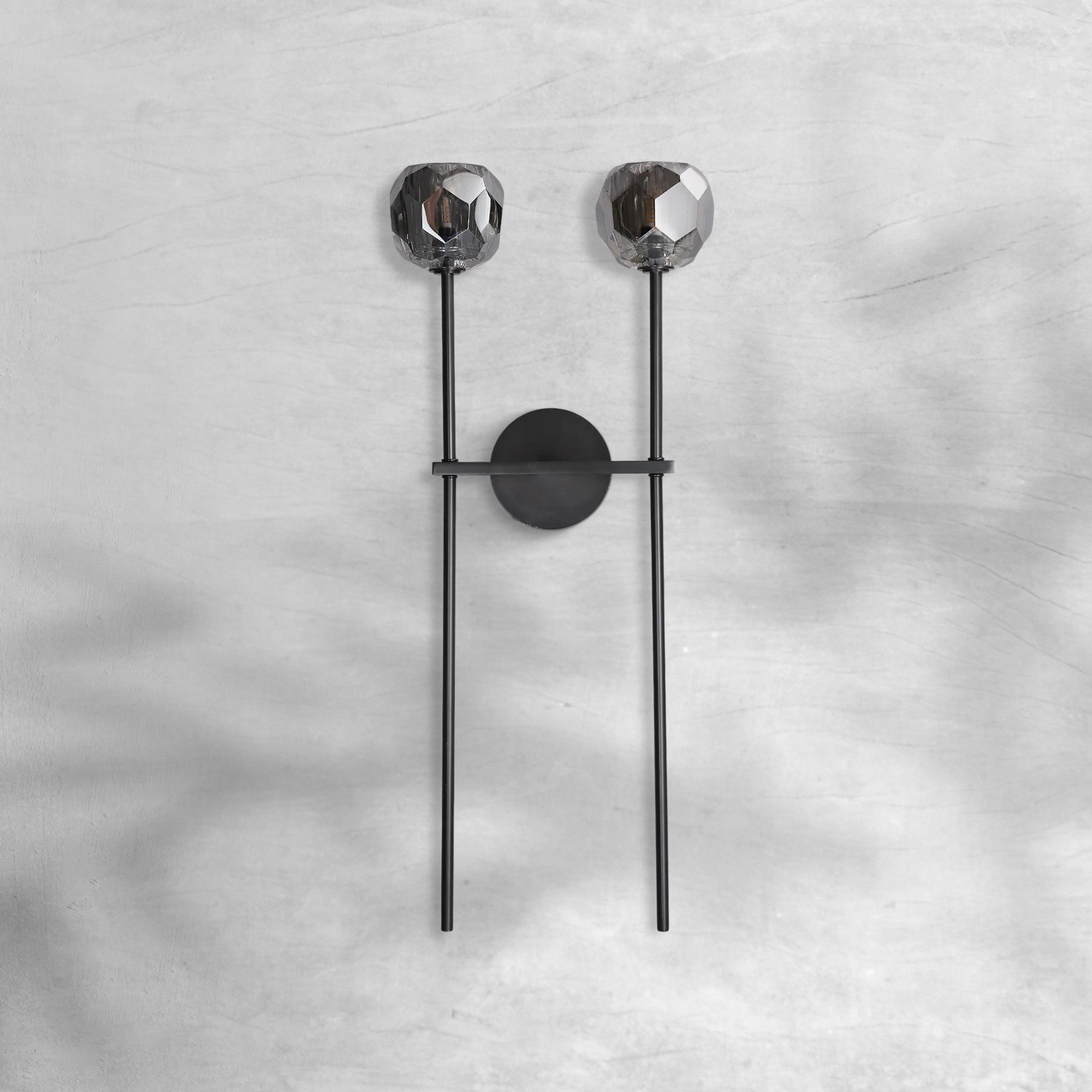 Bille De Crystal Smoke Glass Double Grand Wall Sconce