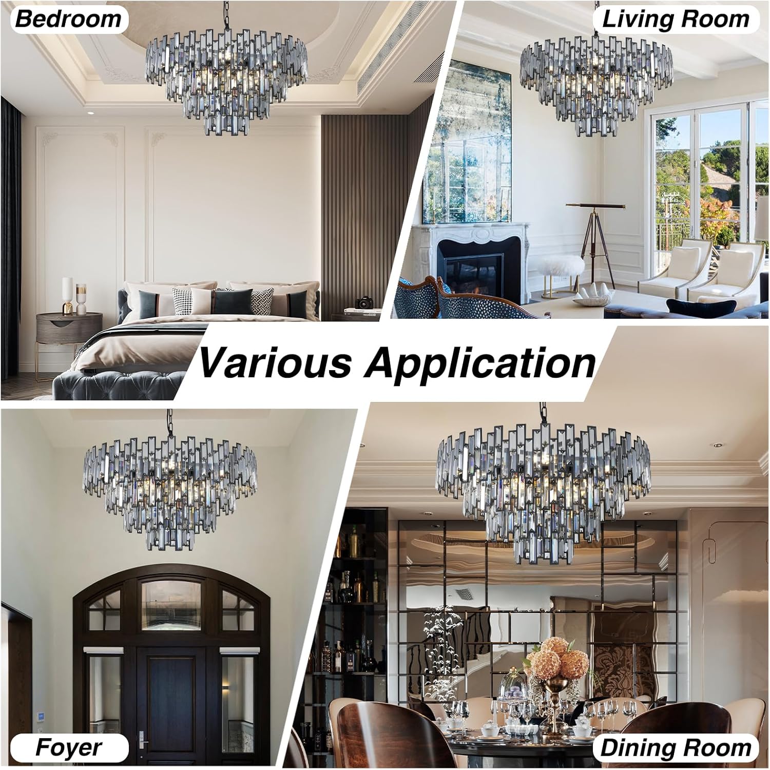 Modern Crystal Chandelier for High Ceilings