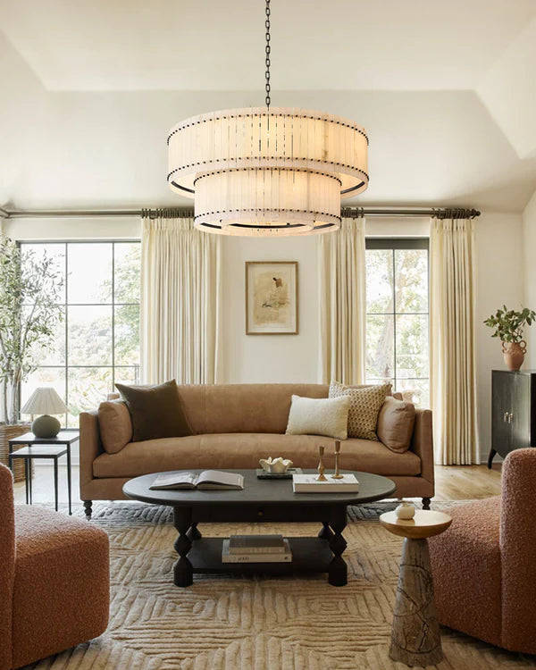 Sun Marcus Alabaster Round Tiered Chandelier