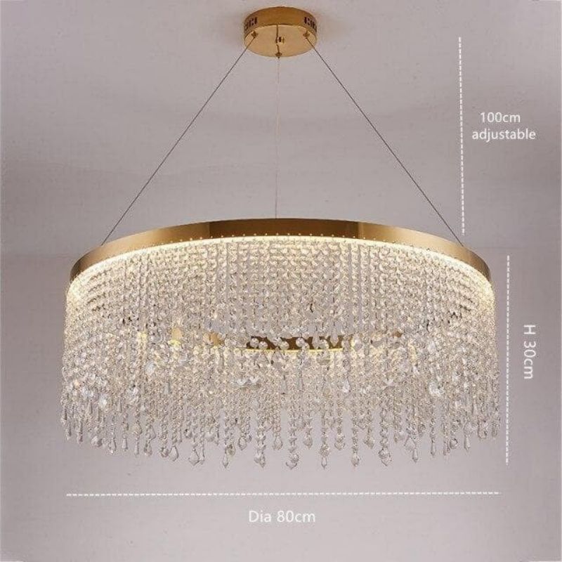 JC Modern Crystal Tassel Ring Chandelier