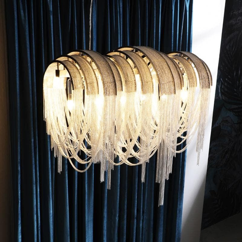 JC Liz Luxury Hardware Aluminum Chain  Long Branch Chandelier