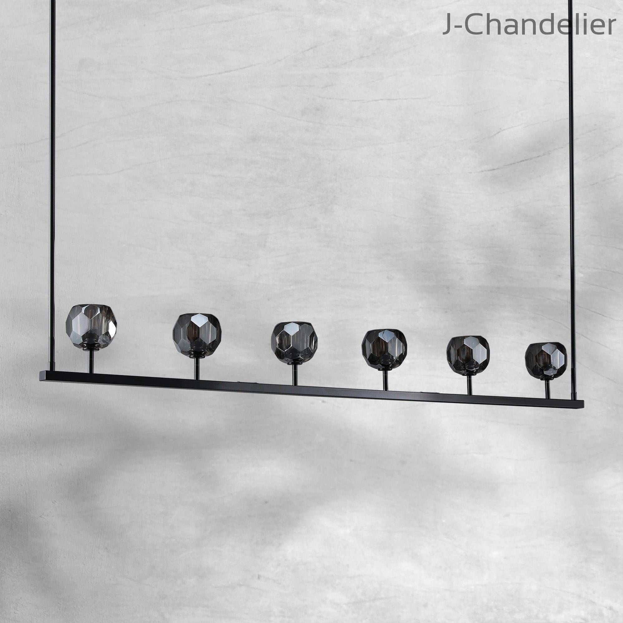 Bille De Crystal Ball Linear Chandelier 48” 60"