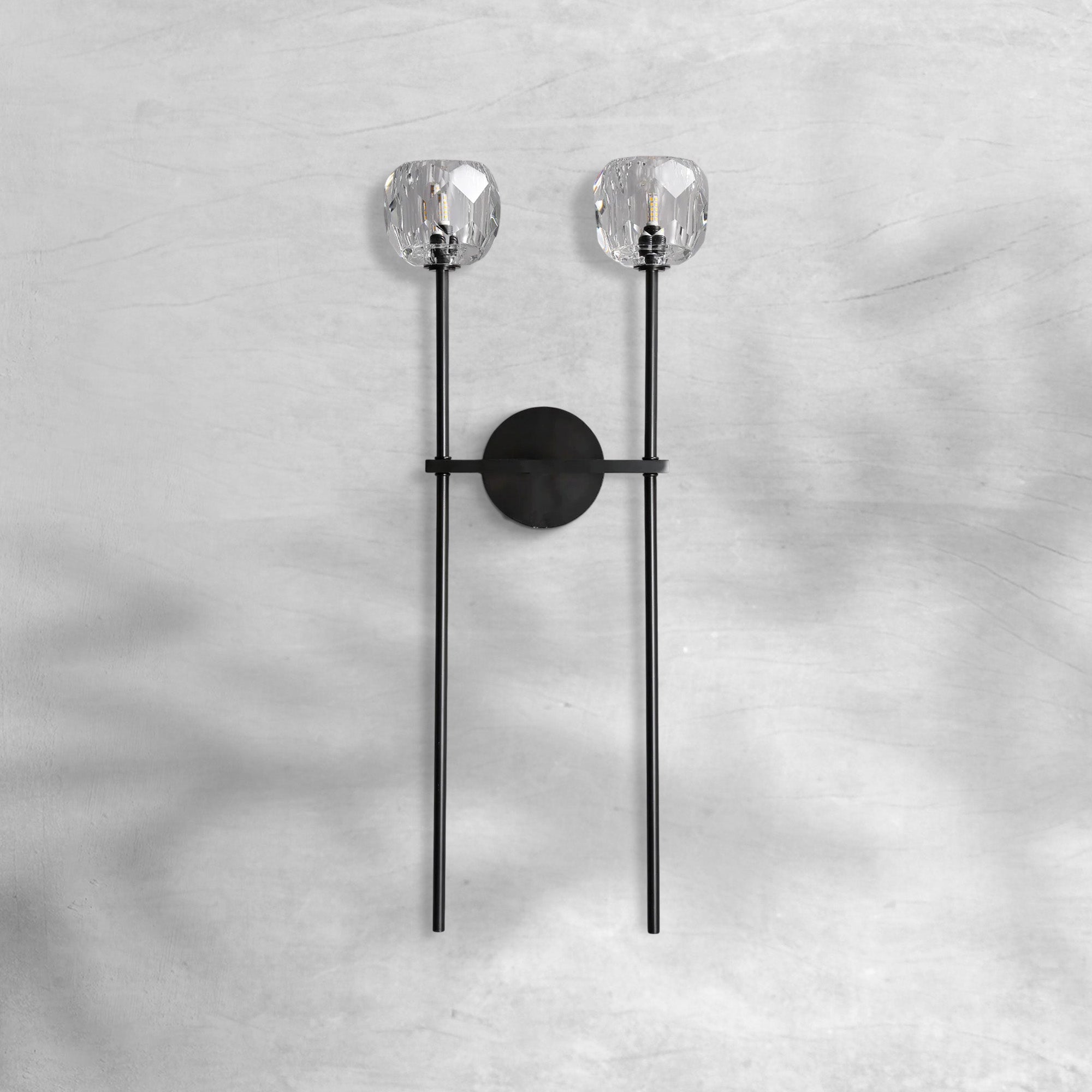 Bille De Crystal Smoke Glass Double Grand Wall Sconce