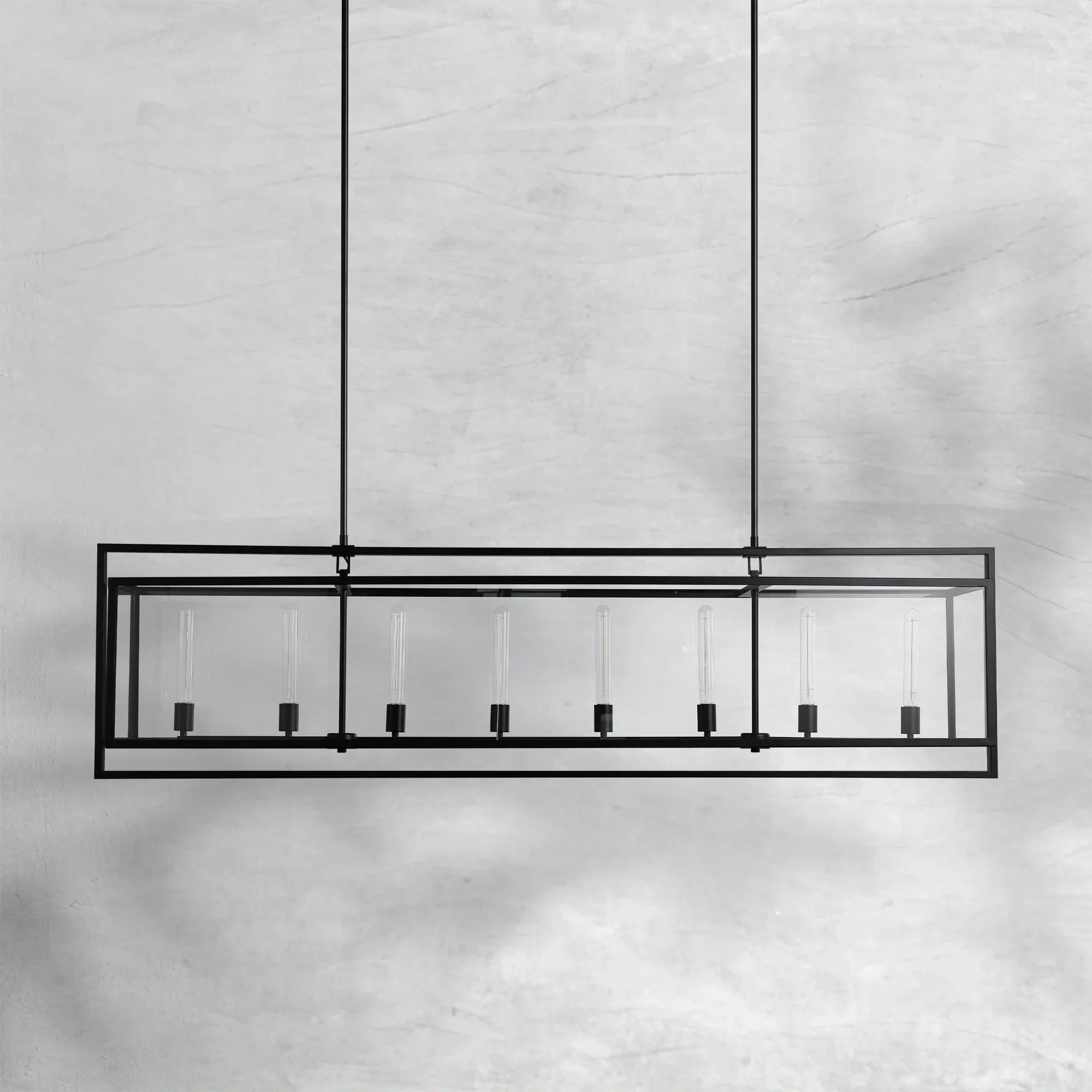 Baker Glass Lantern Rectangular Chandelier 72"