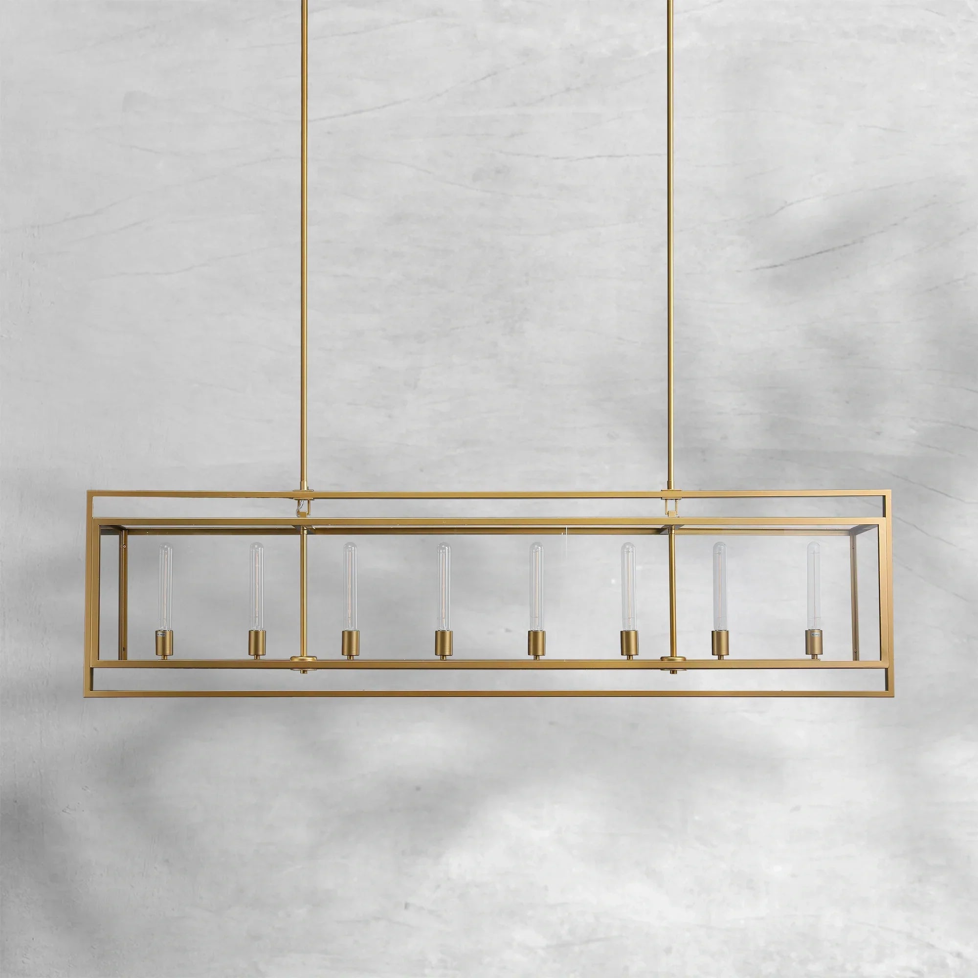 Baker Glass Lantern Rectangular Chandelier 72"