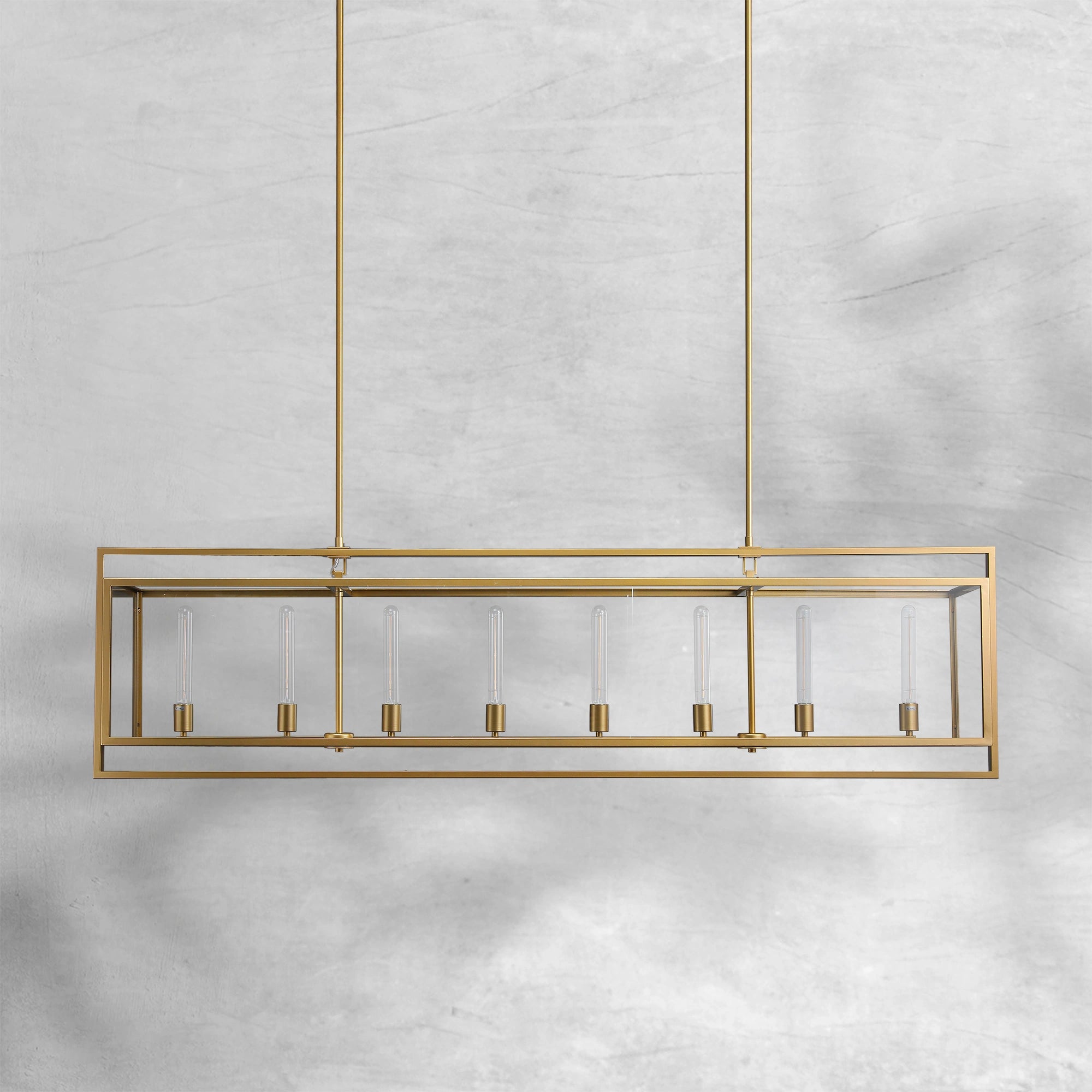 Baker Glass Lantern Rectangular Chandelier 72"