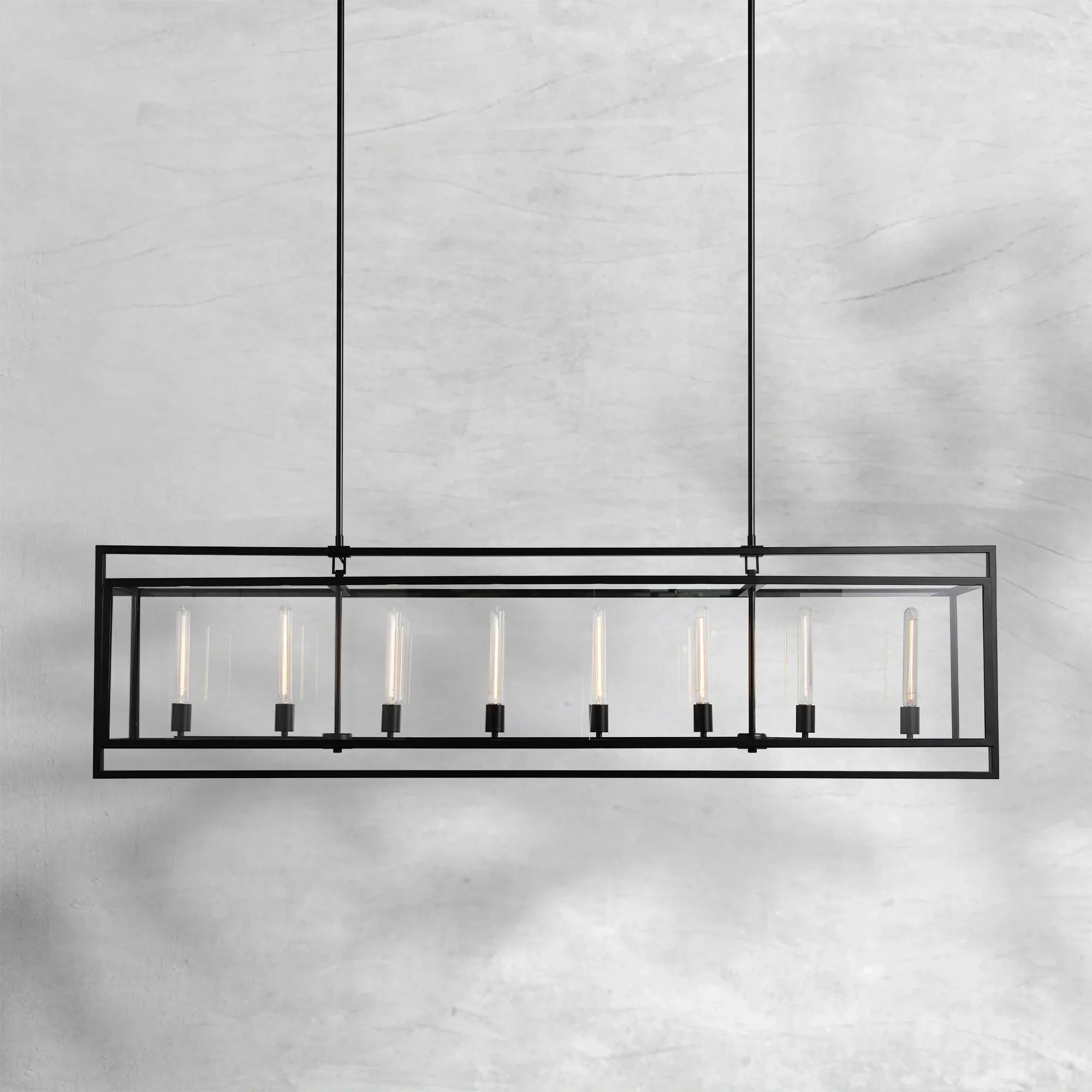 Baker Glass Lantern Rectangular Chandelier 72"