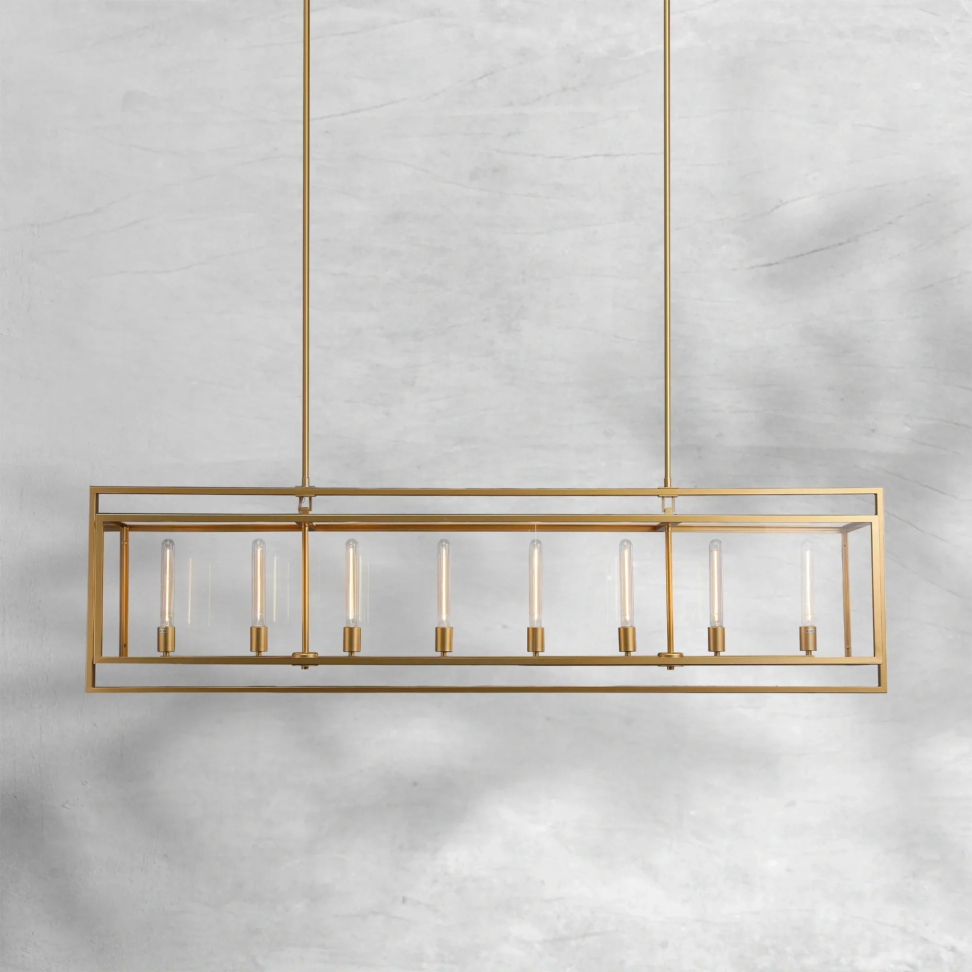 Baker Glass Lantern Rectangular Chandelier 72"