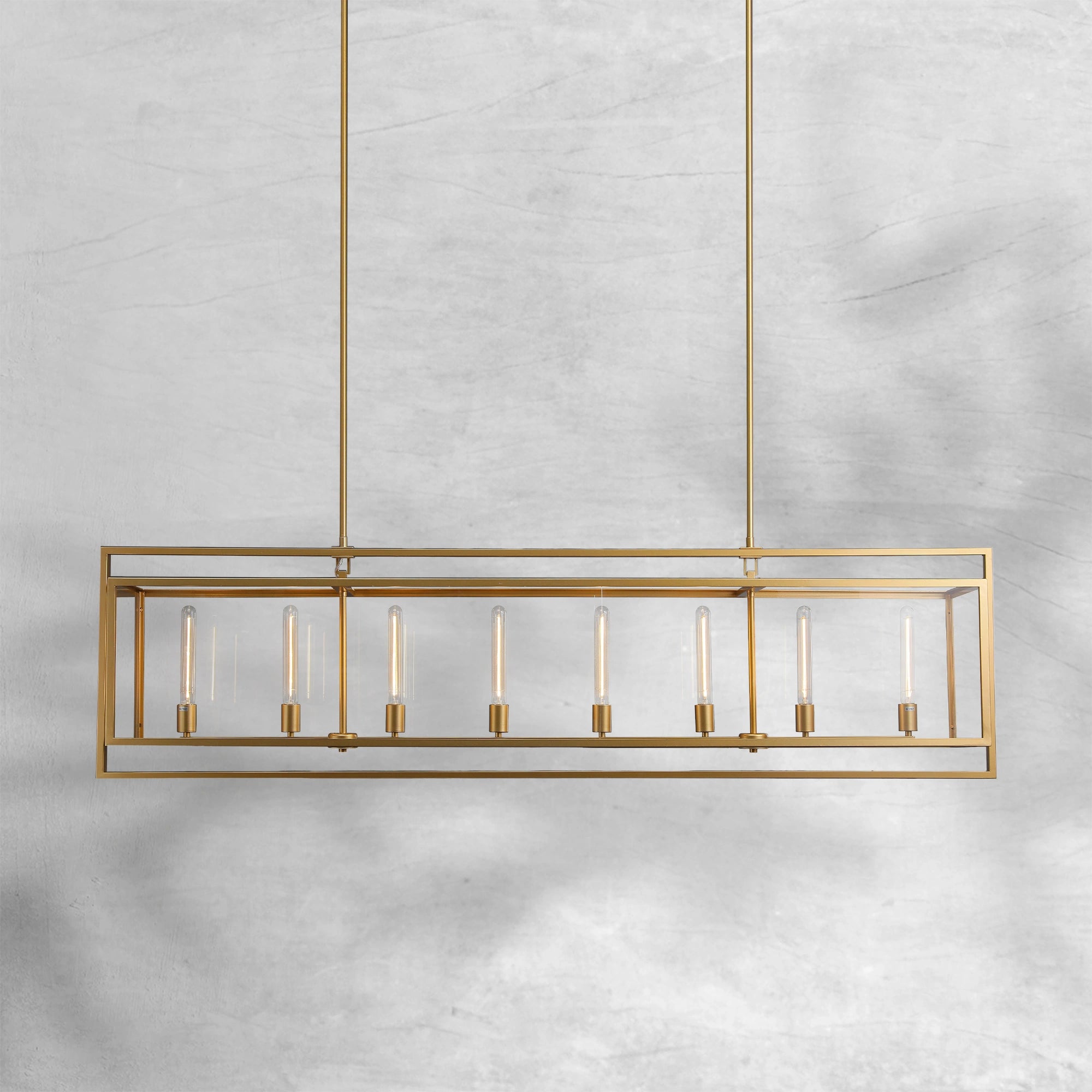 Baker Glass Lantern Rectangular Chandelier 72"
