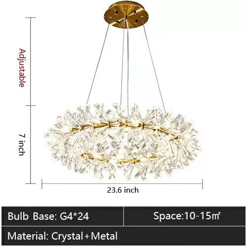 JC Rock 2 Wheel Frozen Ice Crystal Chandelier Light
