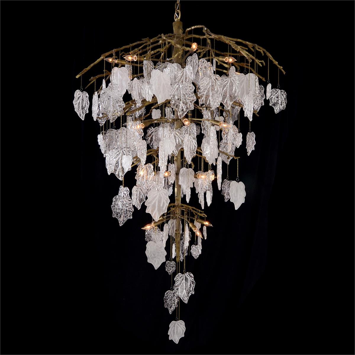 Glass Leaf Branch Chandelier 72"H - Merlin Lamps