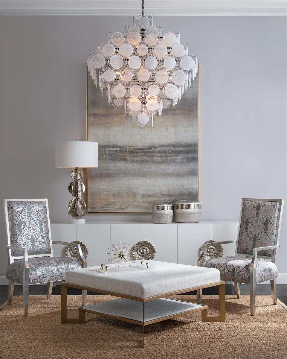 Glass Medallion Eighteen-Light Chandelier - Merlin Lamps