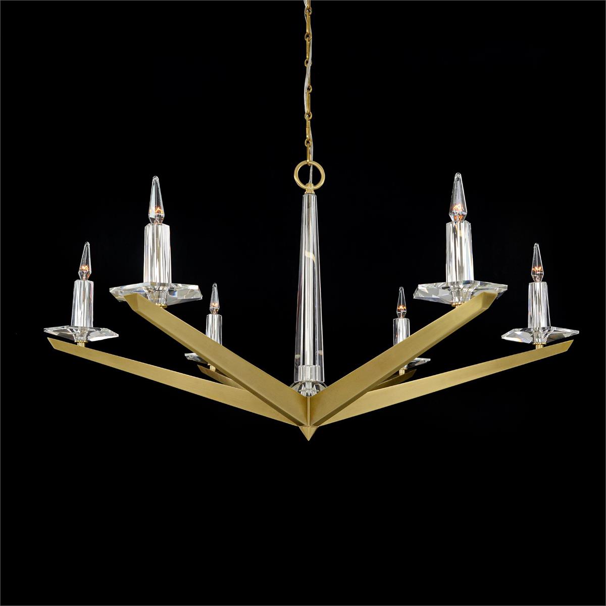 Antares Natural Brass Six Light Chandelier 48'' - Merlin Lamps
