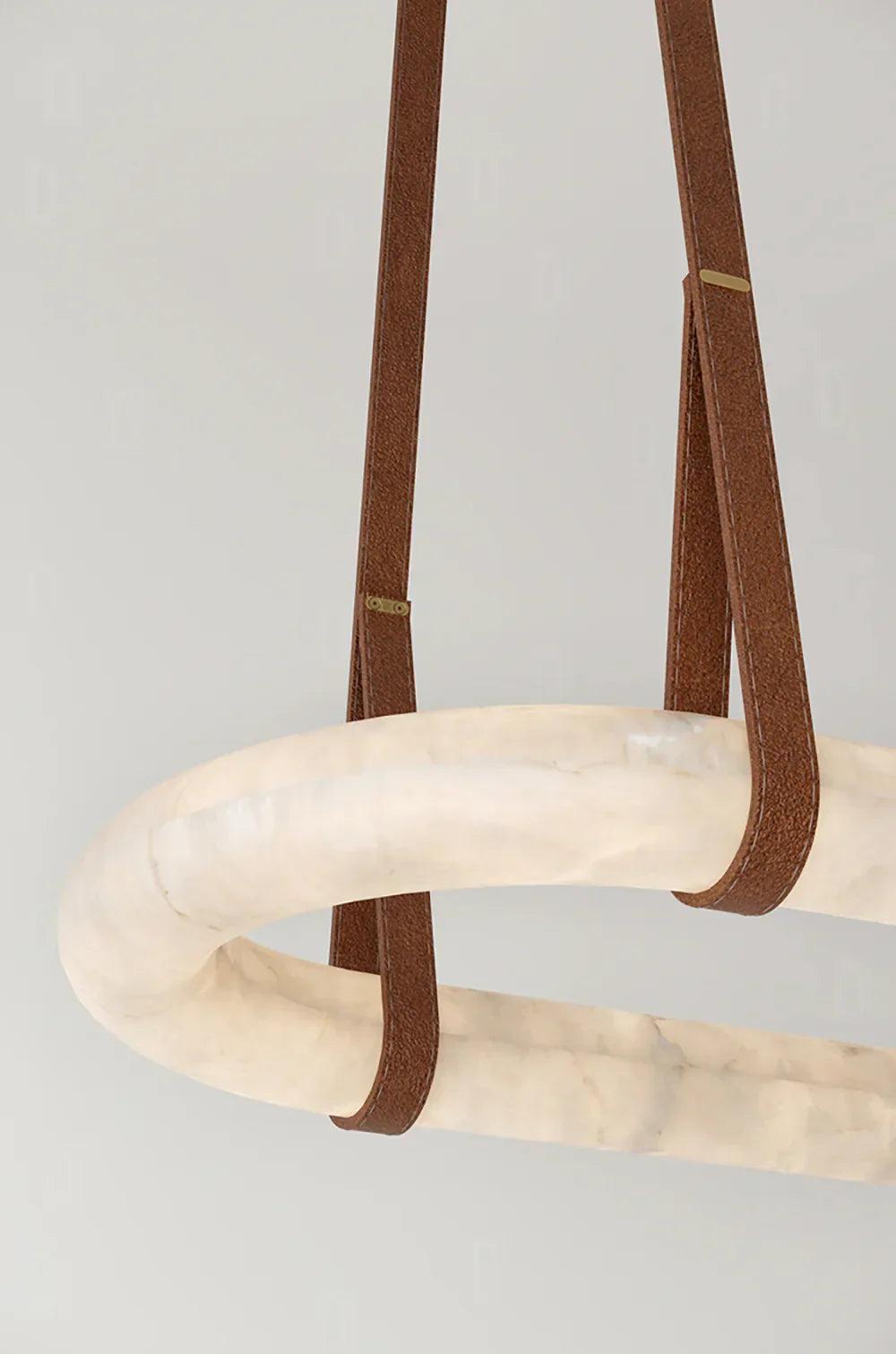 Alabaster Round Leather Chandelier – Luxury LED Ceiling Light