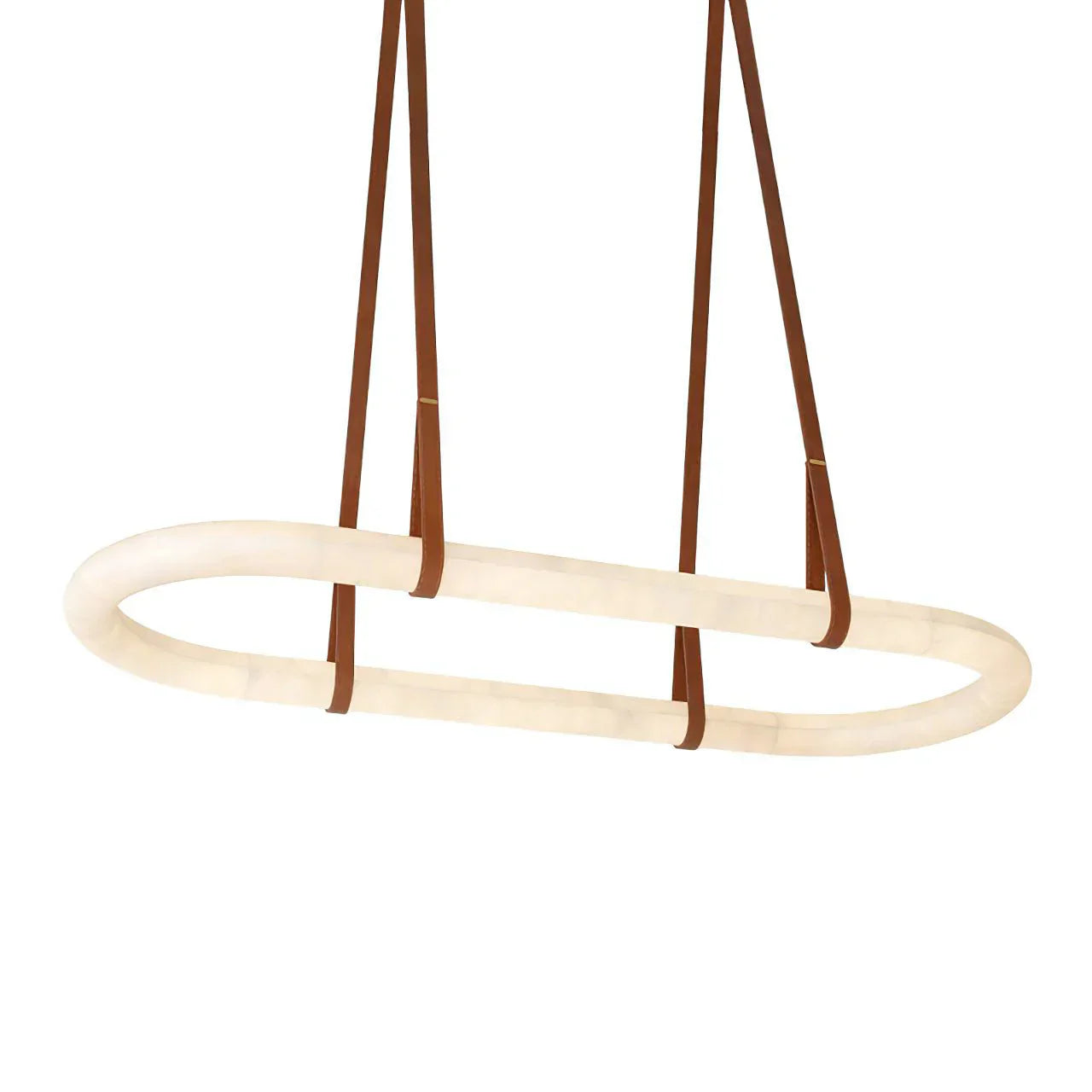 Alabaster Round Leather Chandelier – Luxury LED Ceiling Light