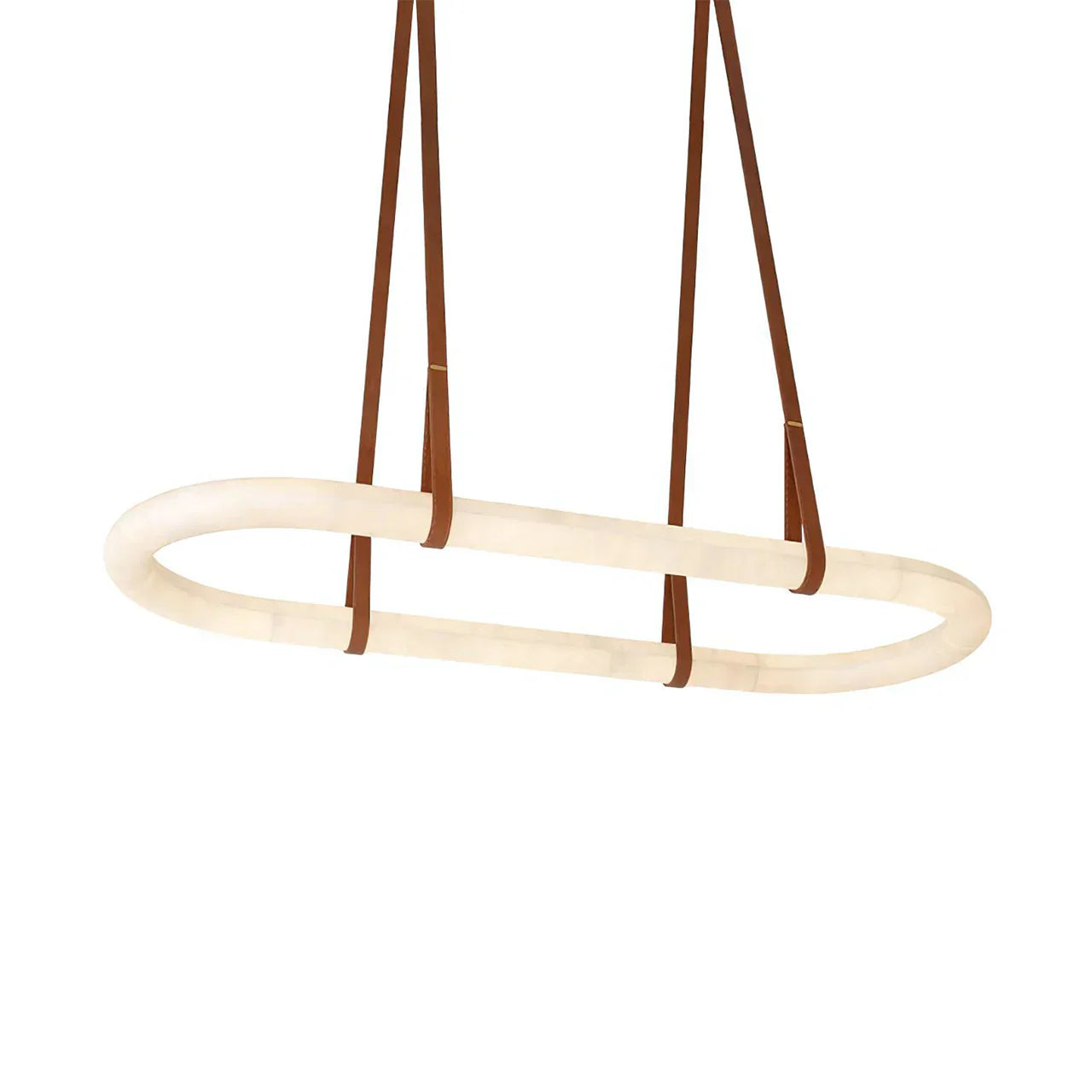 Alabaster Round Leather Chandelier – Luxury LED Ceiling Light