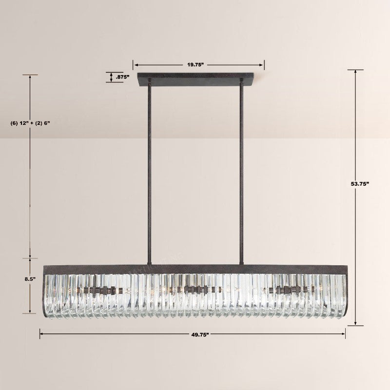 Alice 6 Light Rectangular Chandelier 50"