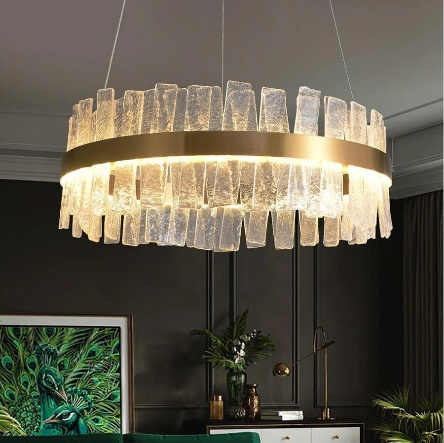Sylvia Round Crystal Chandelier, Modern Living Room Chandelier