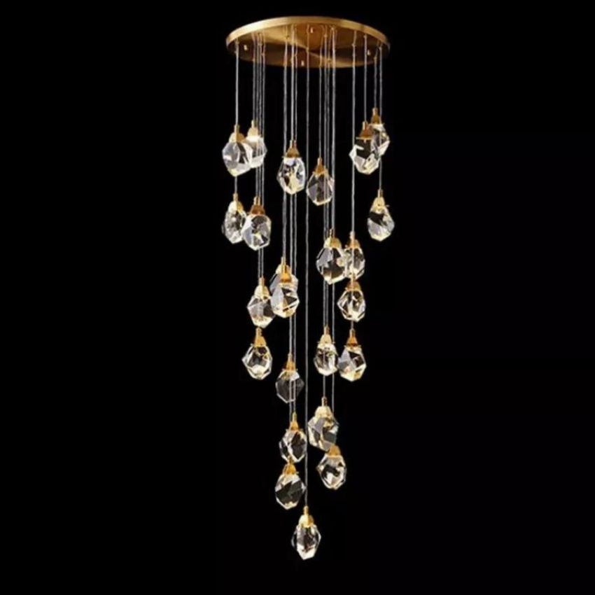 JC Nicole Faceted Crystal Prisms Chandeliers For Staircase