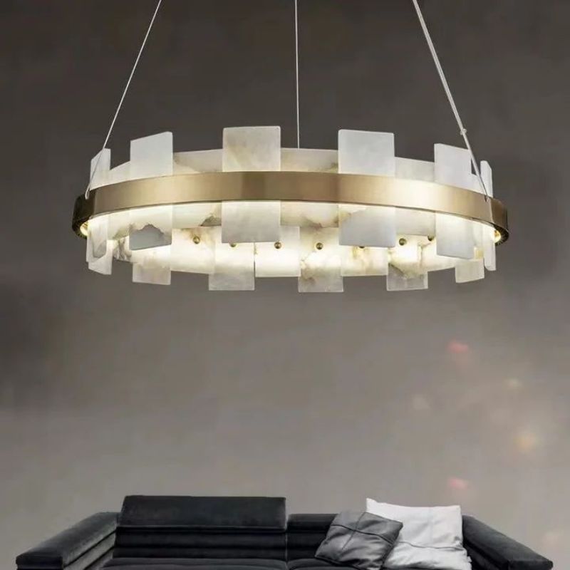 Alabaster Flakes Round/Oval Chandelier