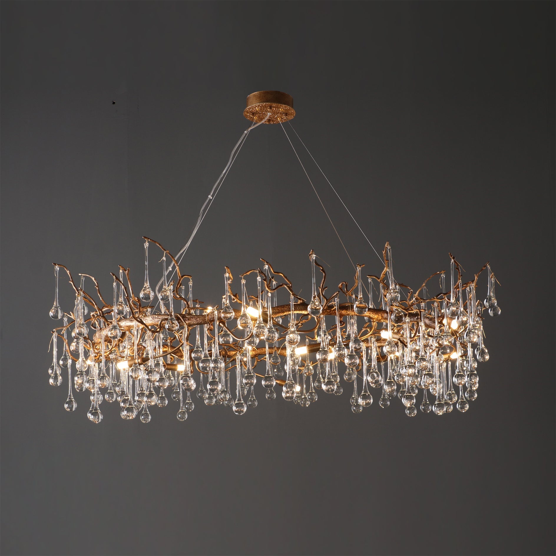 Anita Branch Brass Crystal Chandelier