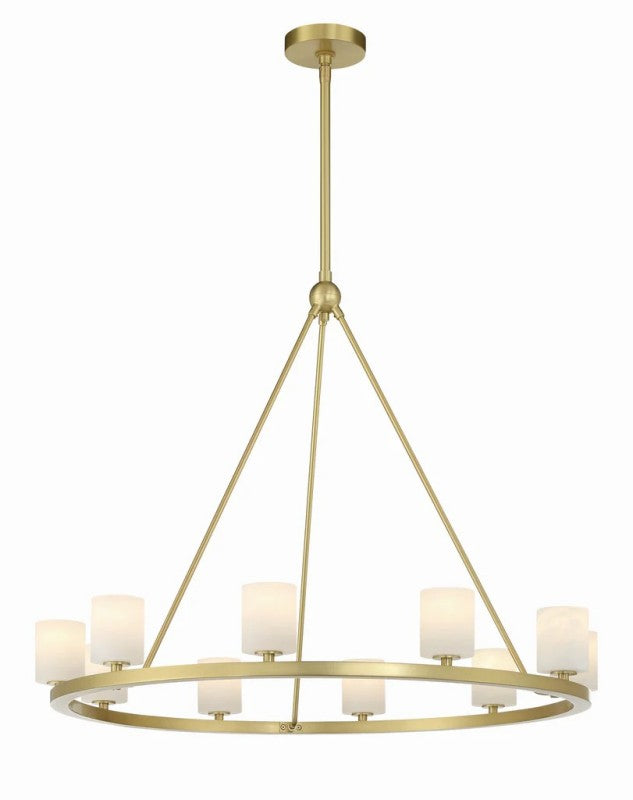 Agron 10-Light Alabaster Chandelier with Brass & Black Finish