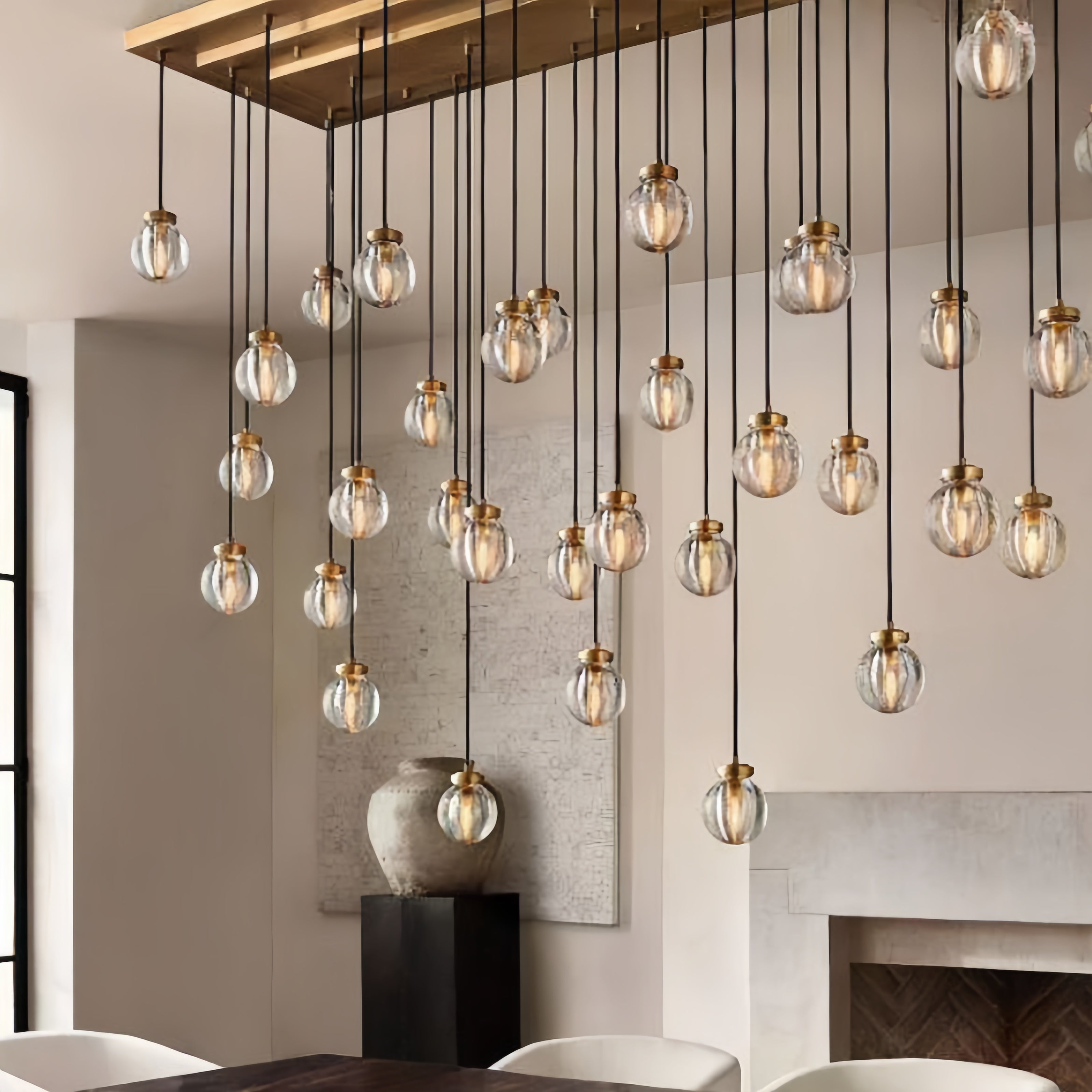 Perla Spherical Modern Rectangular Chandelier 72”