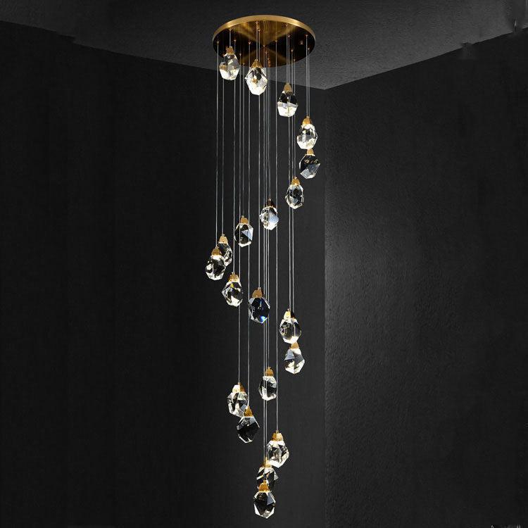Masonry Faceted Crystal Prisms Chandeliers for Staircase Loft