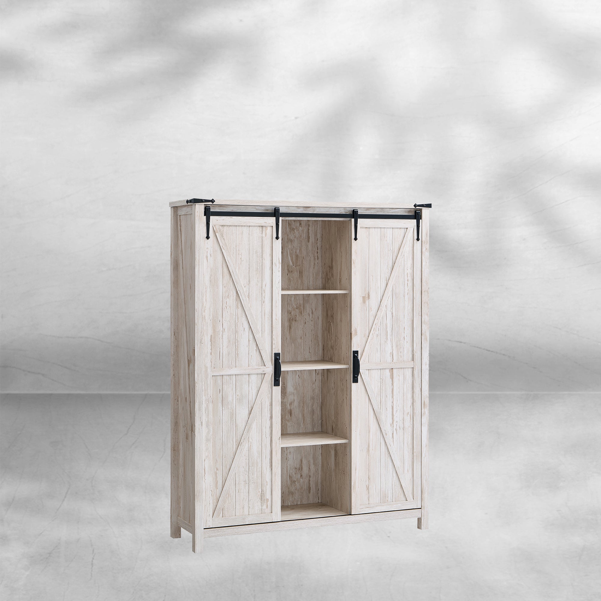 7-Tier Antique White Farmhouse Shoe Storage Cabinet Organizer