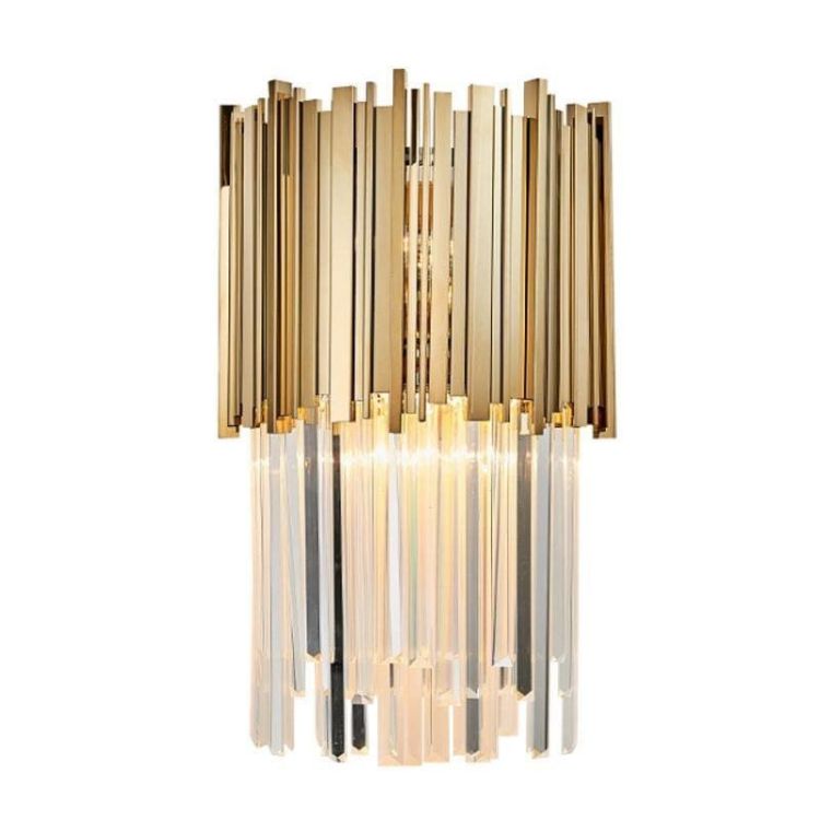 Gold Clear Crystal Wall Sconce 18"H