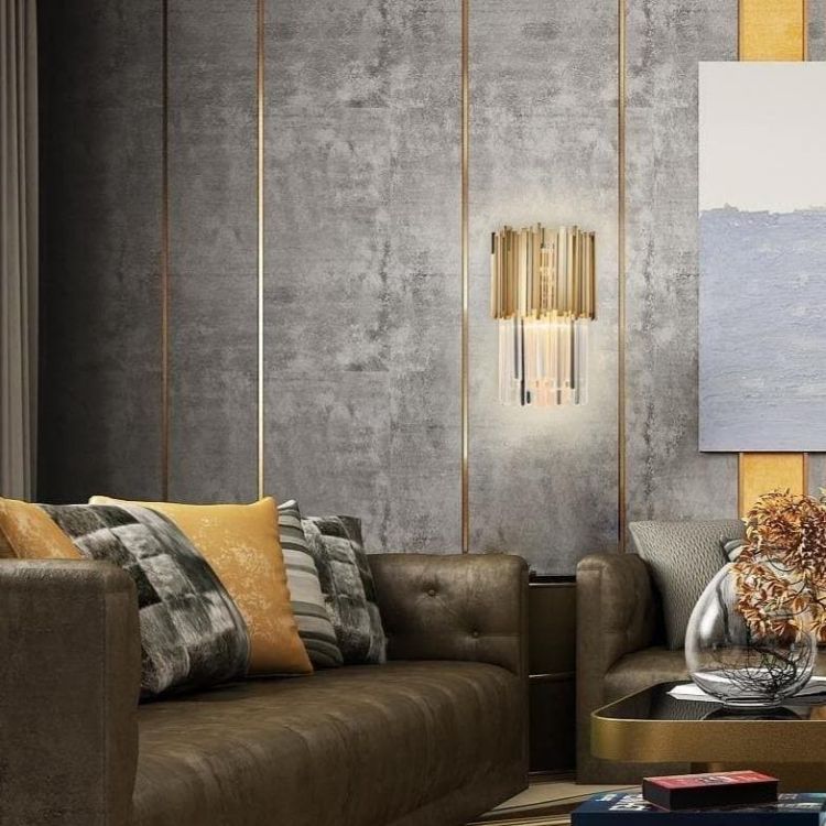 Gold Clear Crystal Wall Sconce 18"H