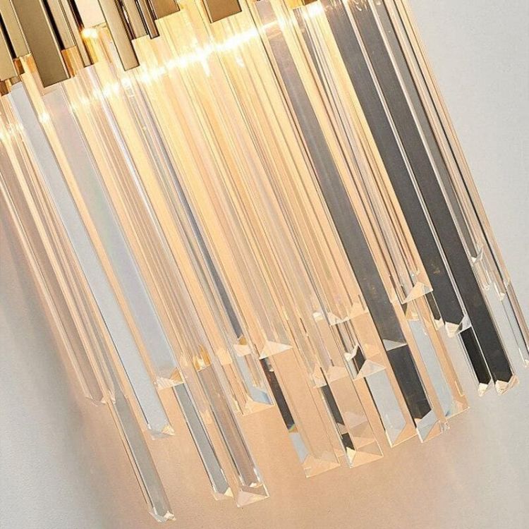 Gold Clear Crystal Wall Sconce 18"H