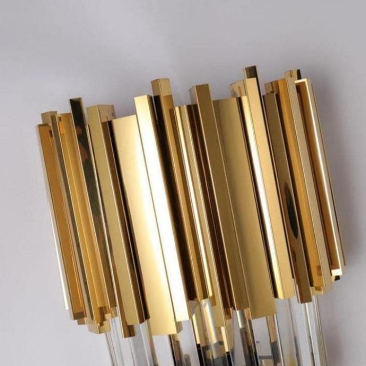 Gold Clear Crystal Wall Sconce 18"H