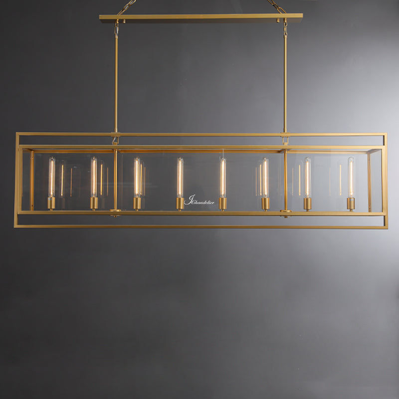 Baker Glass Lantern Rectangular Chandelier 72"