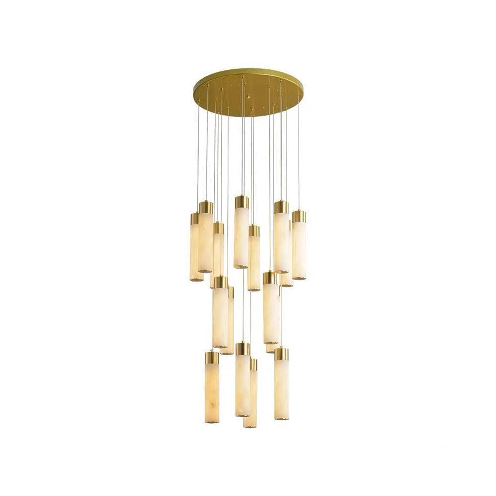 Celestial Alabaster Cascade Gold Chandelier with Integrated LED