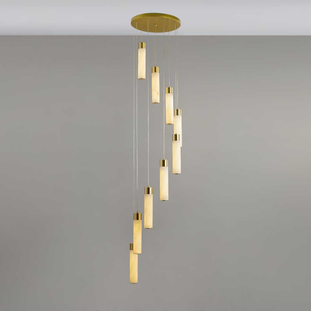 Celestial Alabaster Cascade Gold Chandelier with Integrated LED