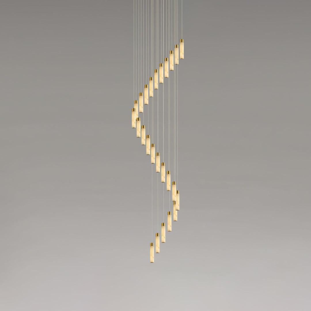 Celestial Alabaster Cascade Gold Chandelier with Integrated LED