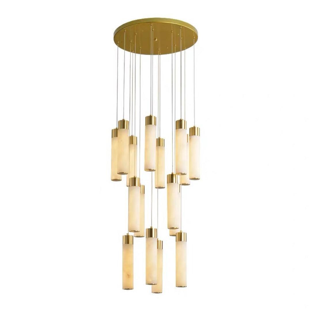 Celestial Alabaster Cascade Gold Chandelier with Integrated LED