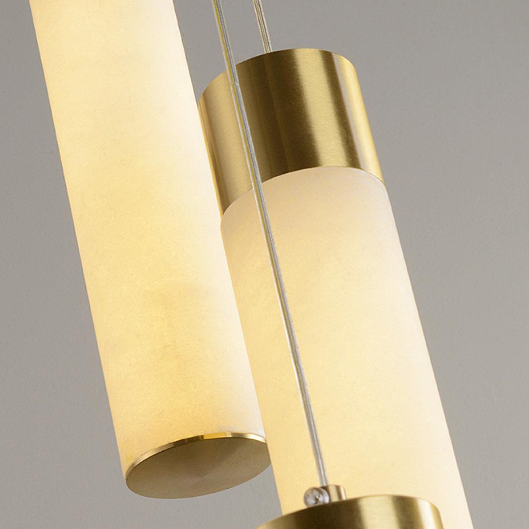 Celestial Alabaster Cascade Gold Chandelier with Integrated LED