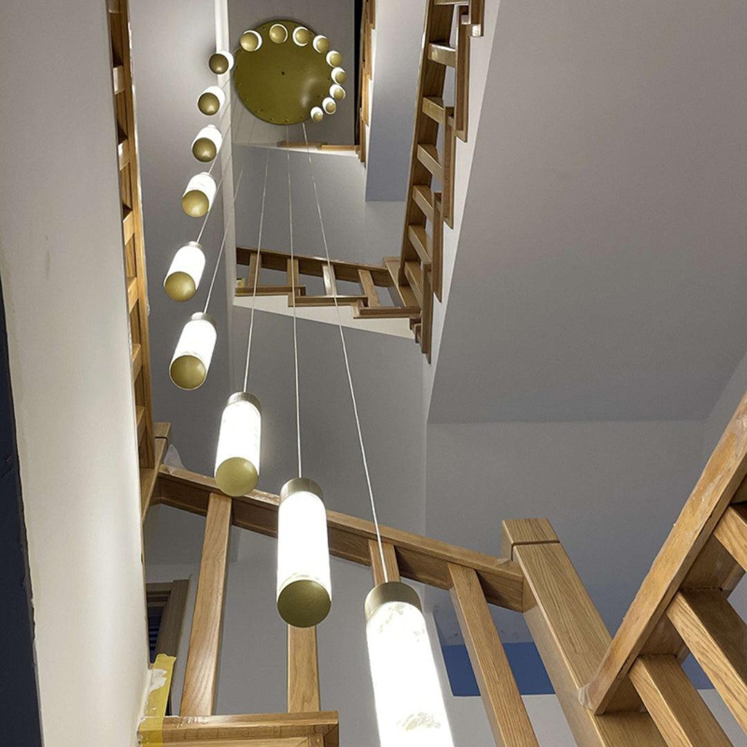 Celestial Alabaster Cascade Gold Chandelier with Integrated LED