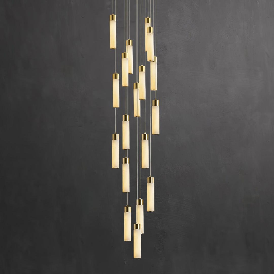 Celestial Alabaster Cascade Gold Chandelier with Integrated LED
