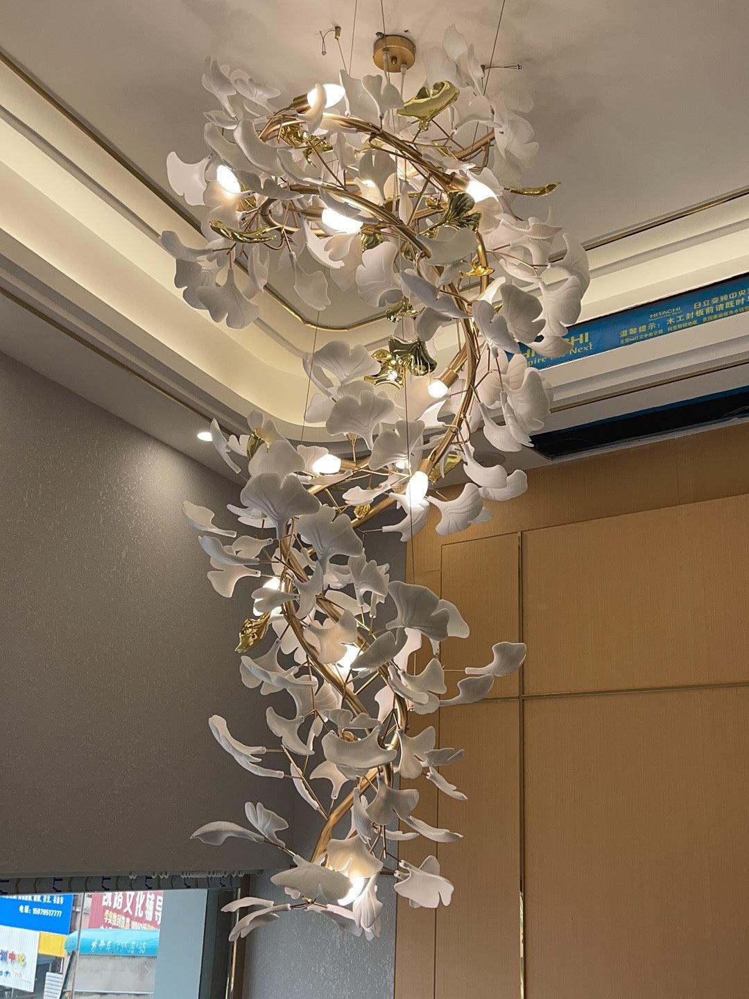 JC Ginkgo Ceramic Chandelier Double S