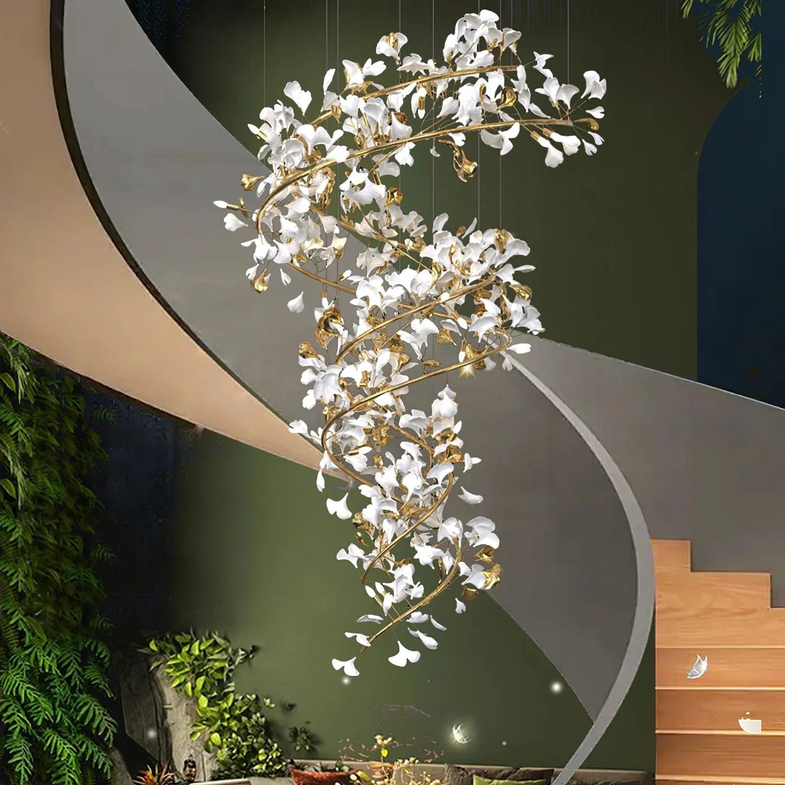 JC Ginkgo Ceramic Chandelier Double S